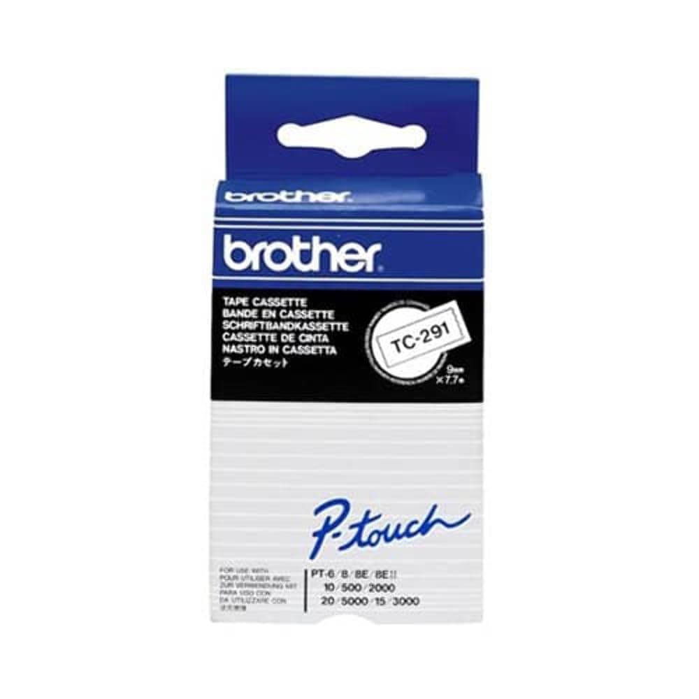 BROTHER P-Touch TC-291 черно на бяло 9 мм