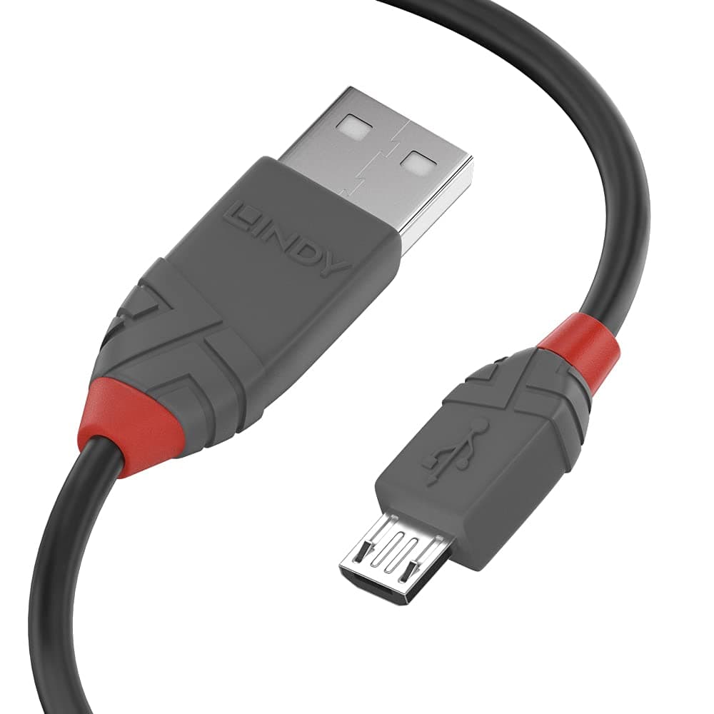 Кабел Lindy 36731, USB Type A(м) към USB Type Micro-B(м), 0.5m, черен