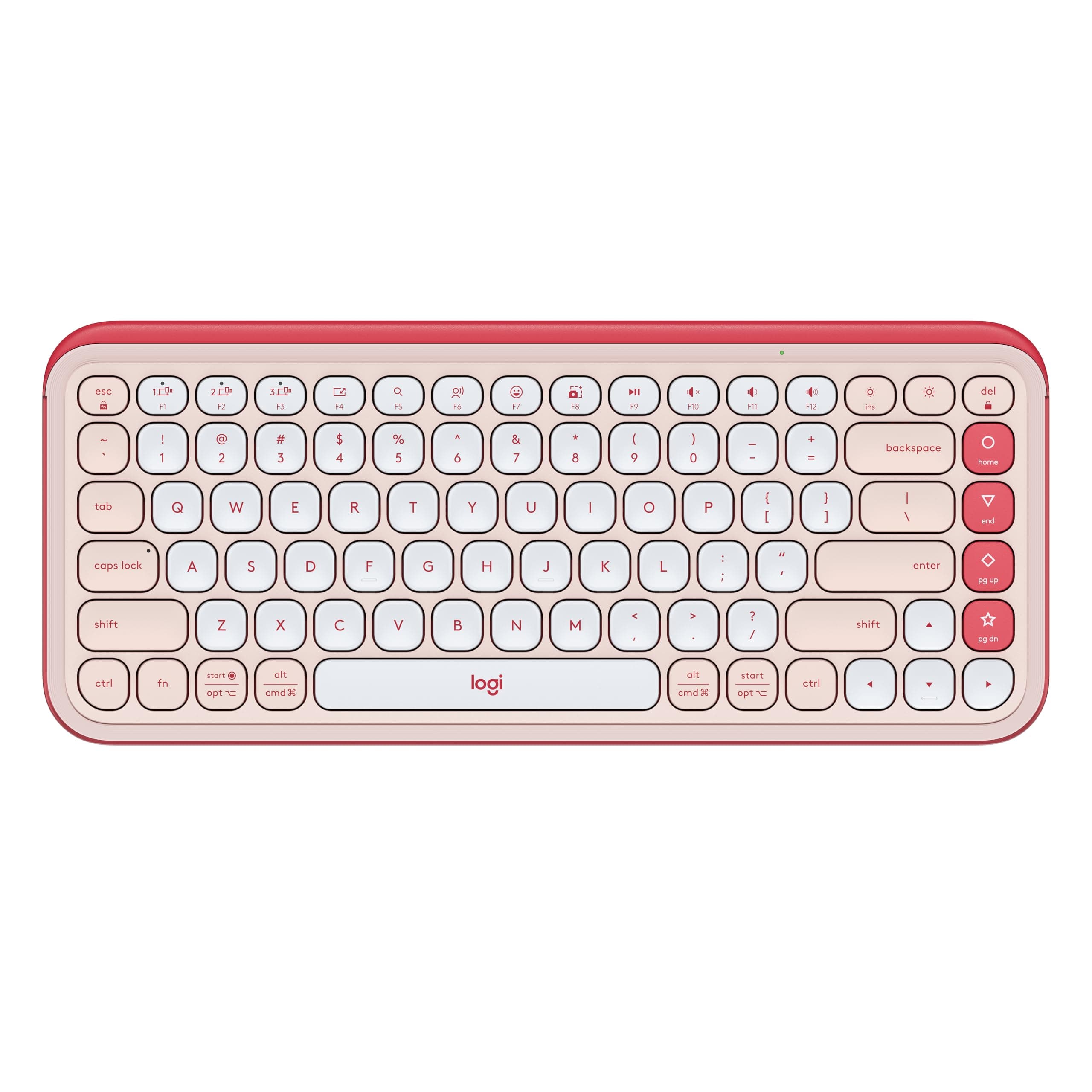 Клавиатура Logitech POP Icon Keys Rose & Off White (920-013073), безжична, 4 програмируеми клавиша, US International подредба, розова, Bluetooth