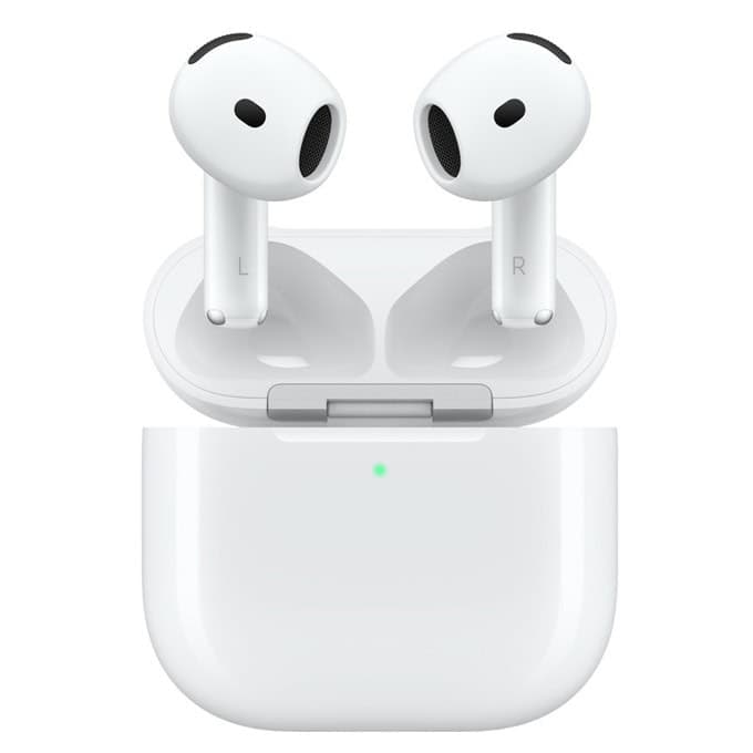 Слушалки Apple AirPods 4, безжични, Bluetooth, микрофон, Apple H2 чип, Adaptive EQ, адаптивно шумопотискане, до 4 часа време на работа, IP54 водоустойчивост, бели