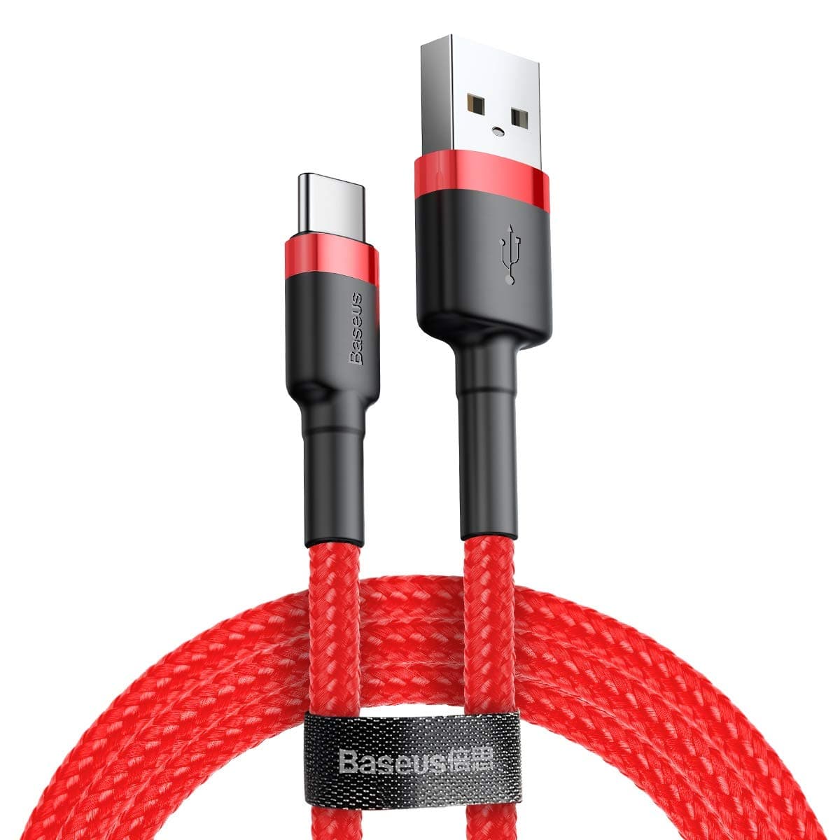Кабел Baseus Cafule (CATKLF-B09), от USB A(м) към USB C(м), 1m, 5V/3A, 15W, червен