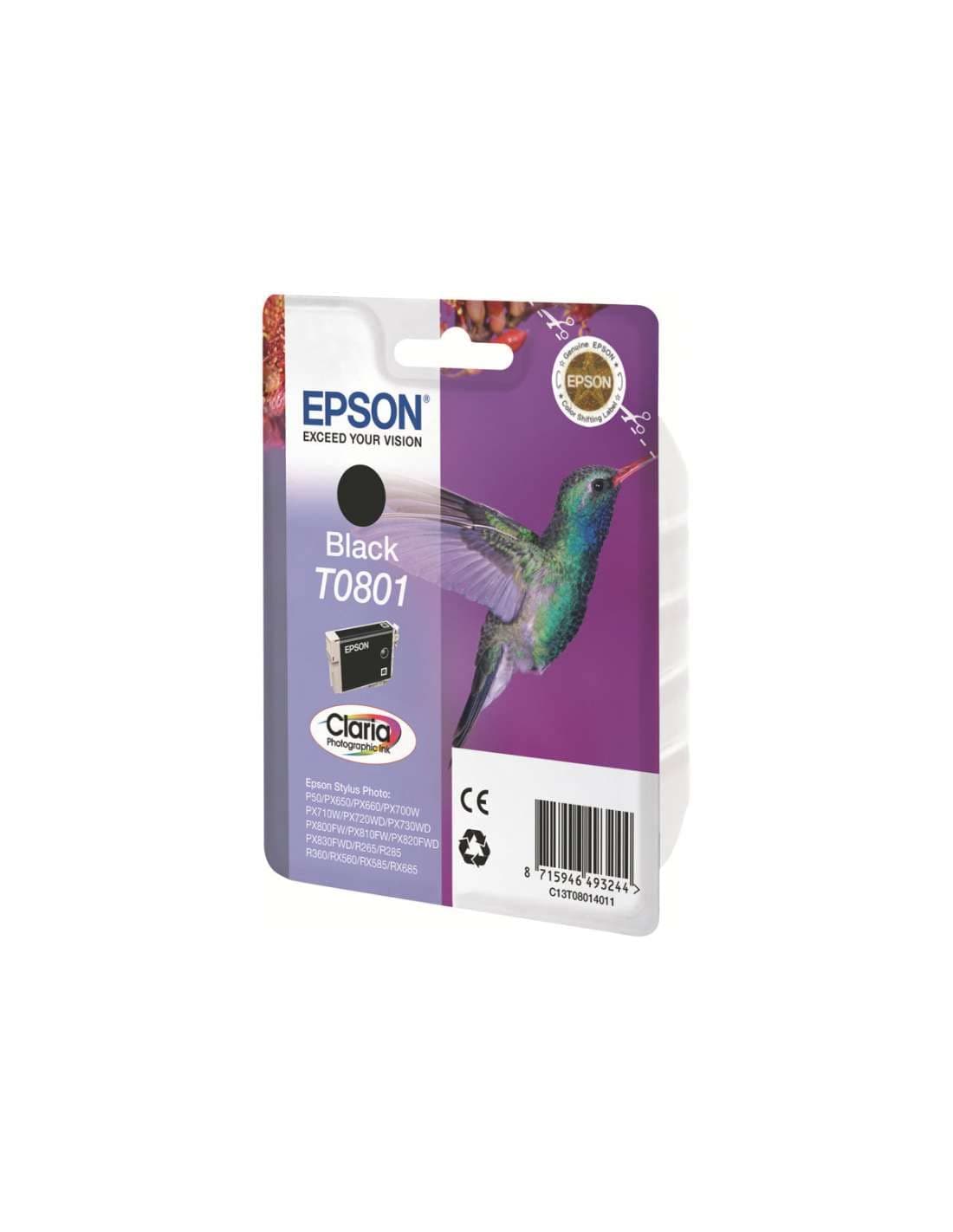 EPSON 5LB T0801 черна касета с мастило стандартен капацитет 7,4 ml 330 страници 1 пакет блистер без аларма