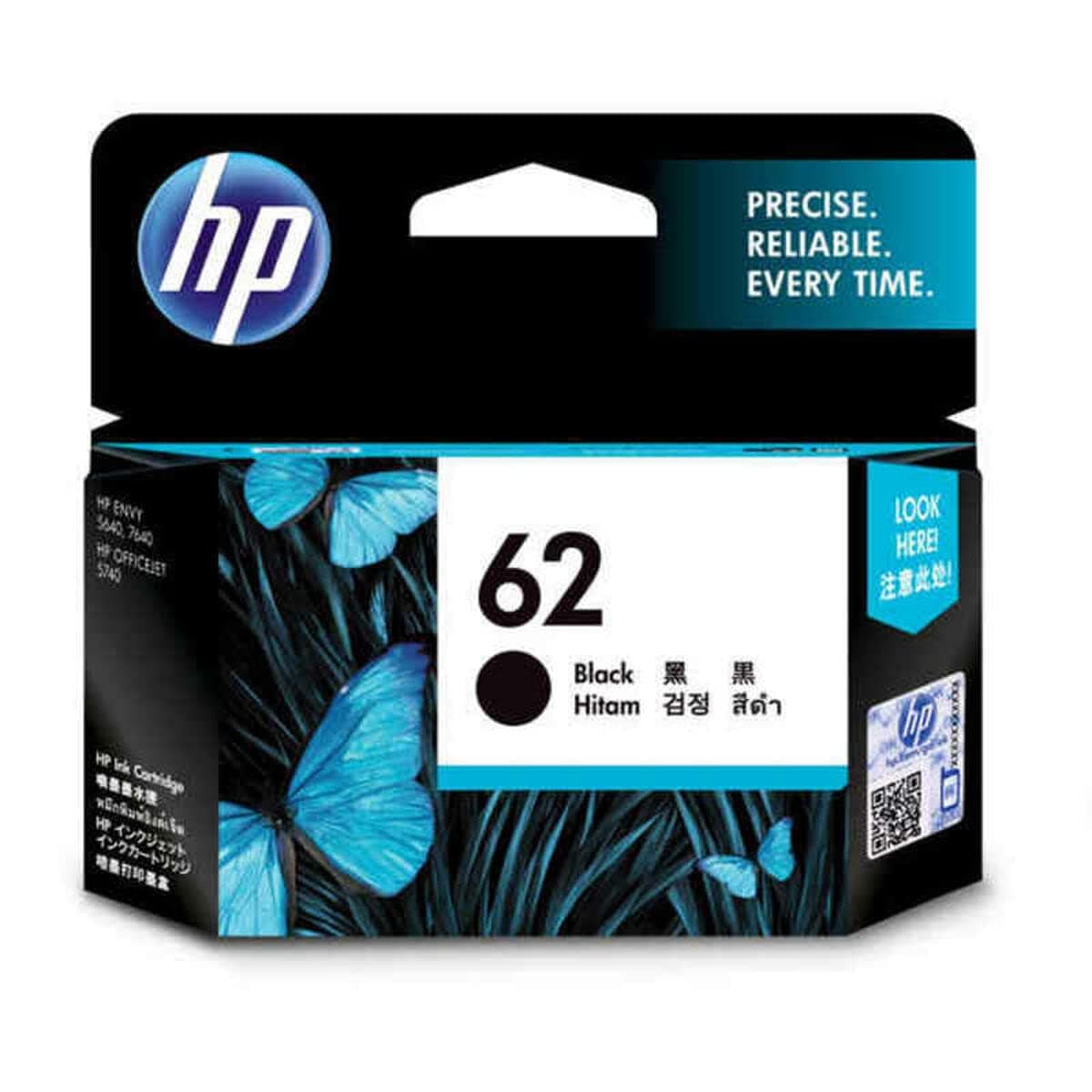 HP 62 оригинална касета с мастило C2P04AE UUS черна стандартен капацитет 1 опаковка