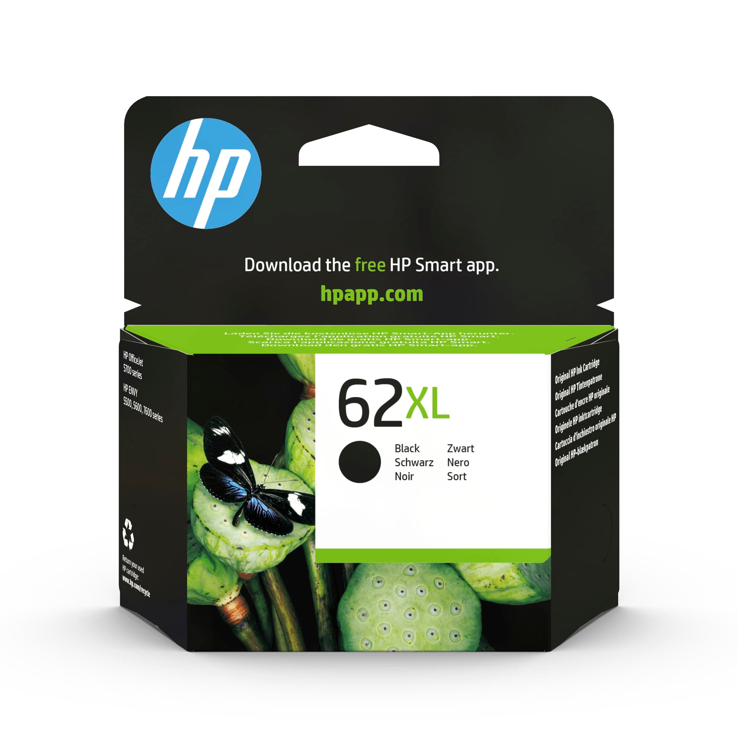 HP 62XL оригинална касета с мастило C2P05AE UUS черна с голям капацитет 1 опаковка