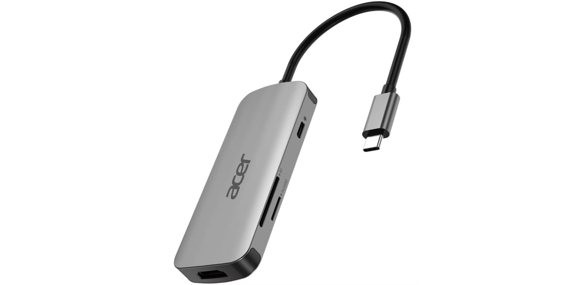 Acer 7in1 Type C dongle: 1 x HDMI, 3 x USB3.2, 1 x SD/TF, 1 x PD, Up to 5Gbps Data transmission speed