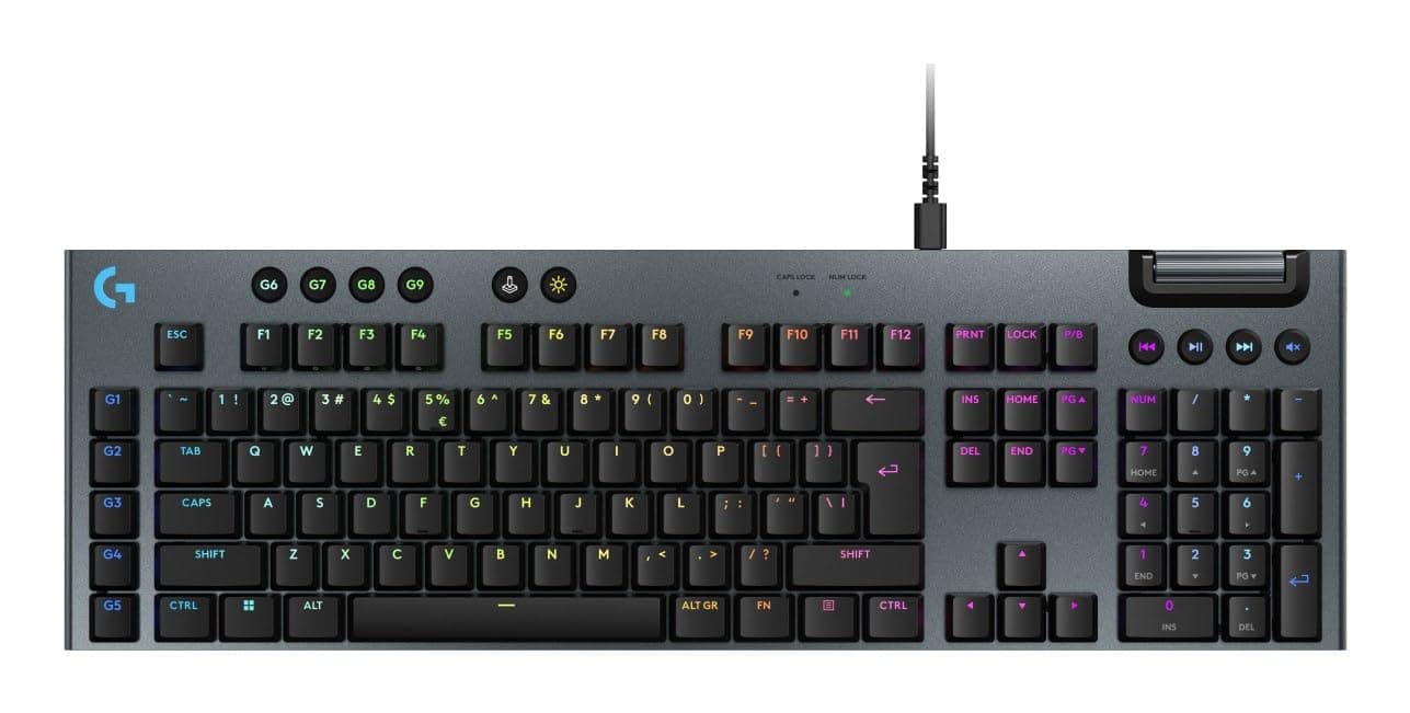 Клавиатура Logitech G915 X (920-012942), механична, гейминг, RGB подсветка, US подредба, черна, USB