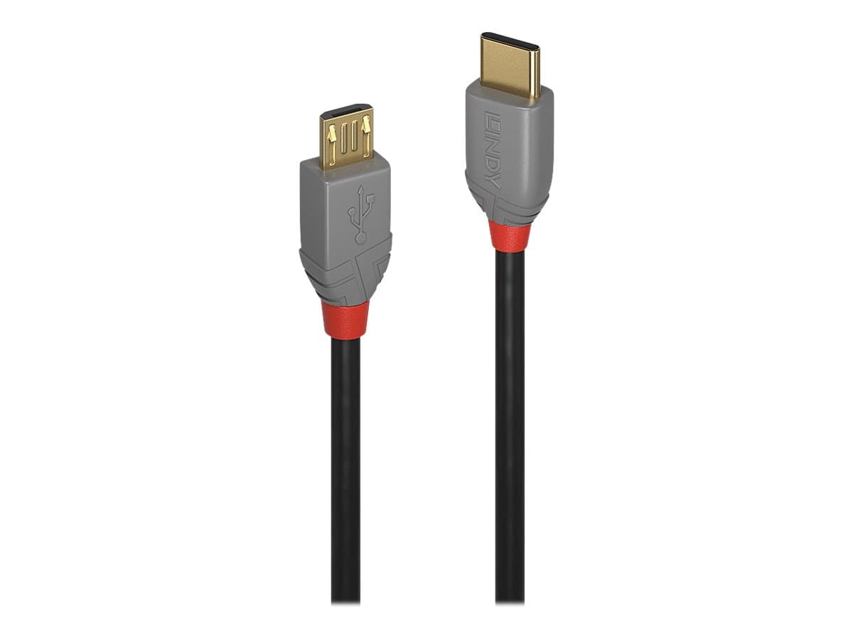Кабел Lindy Anthra Line, от USB Type-C 2.0 (м) към USB Micro B 2.0 (м), 2.0 м, черен