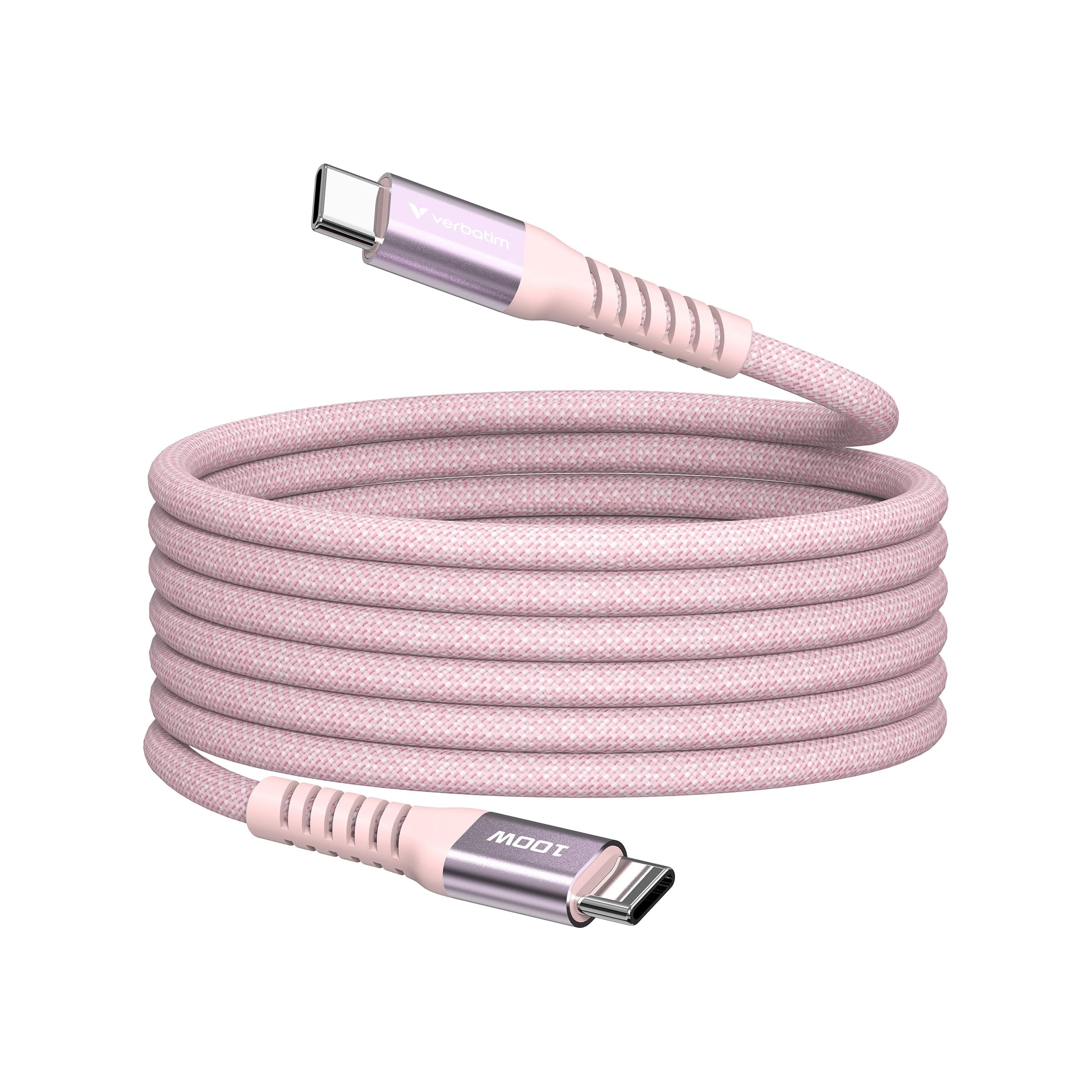 Кабел Verbatim Sync & Charge Magnetic, от USB-C(м) към USB-C(м), 1.2m, 100W, розов