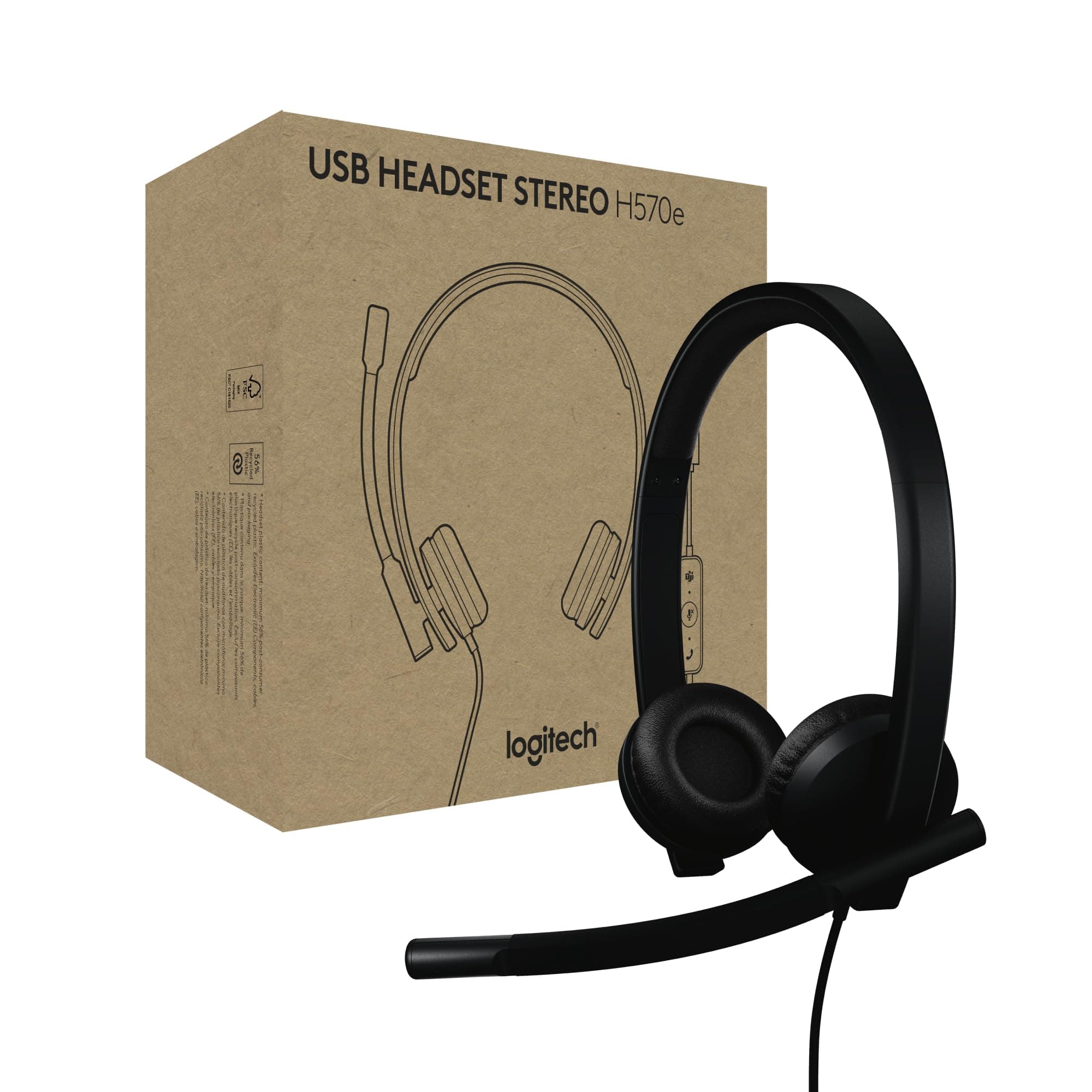 Слушалки Logitech H570e Stereo, USB-C, микрофон, 30mm говорители, сертифицирани за Microsoft Teams, черни