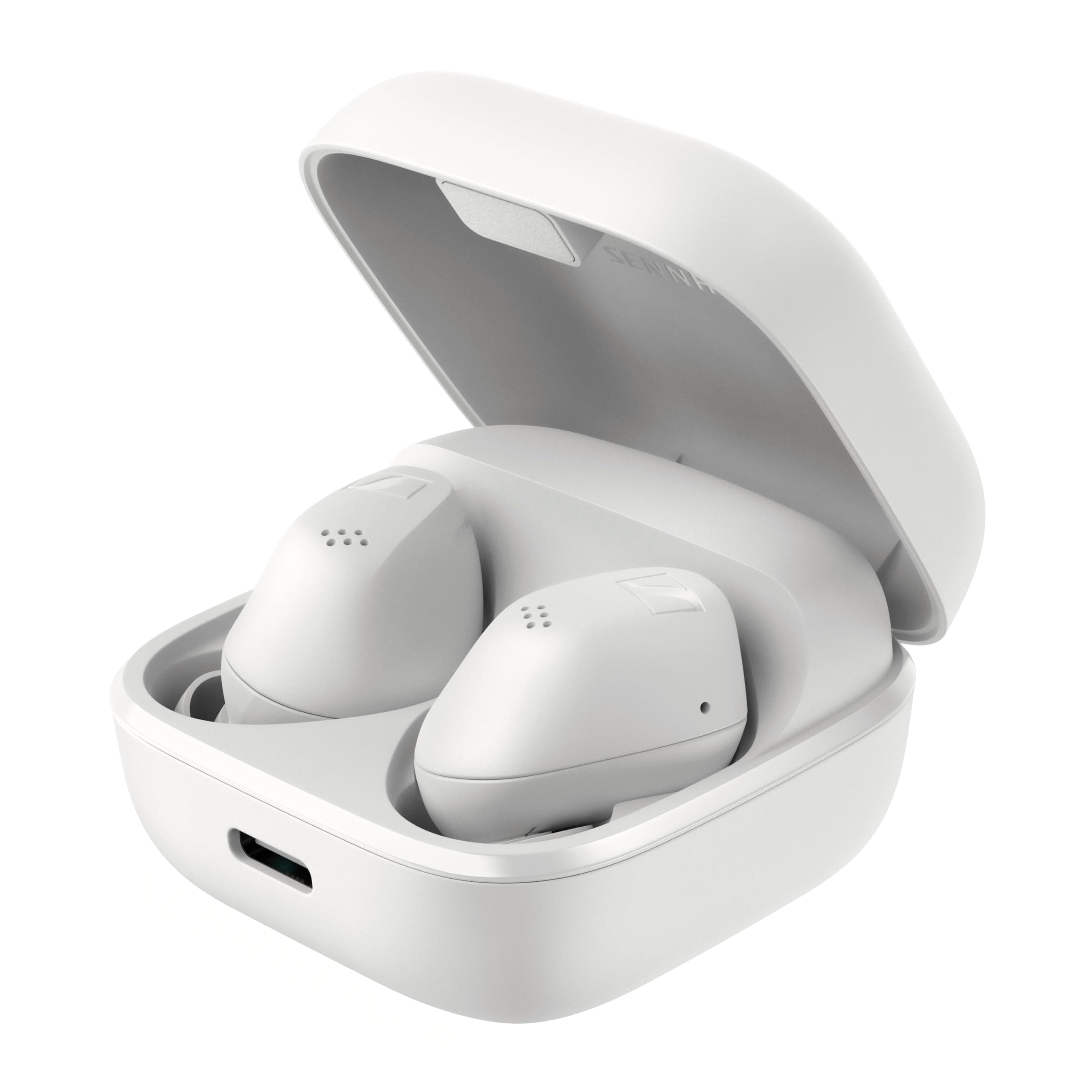 Слушалки Sennheiser ACCENTUM True Wireless, безжични, Bluetooth, микрофон, 7mm TrueResponse динамични мембрани, Hybrid Adaptive ANC, до 8 часа време на работа, бели
