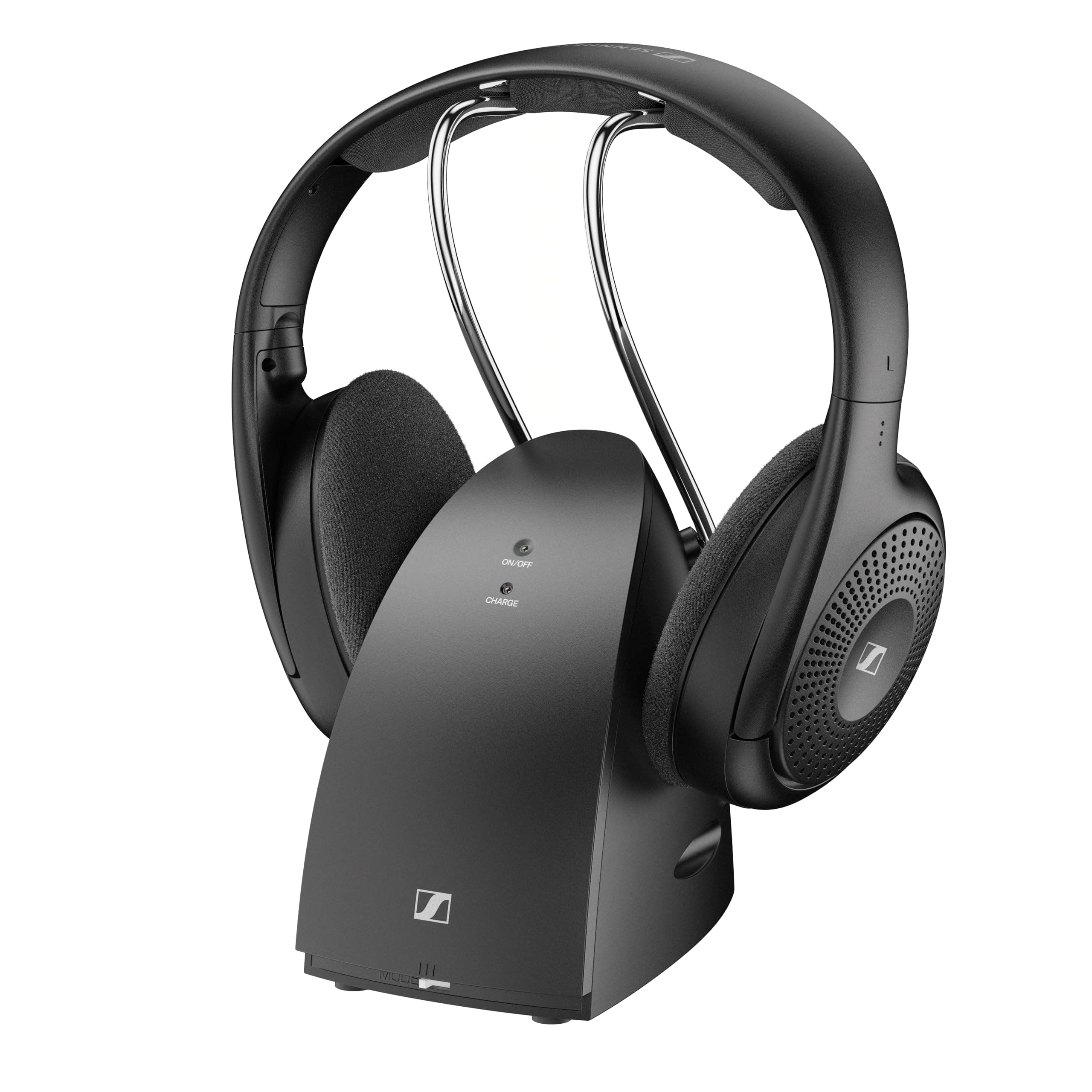 Слушалки Sennheiser RS 120-W със стойка, безжични, Bluetooth, RCA, 3.5mm жак, до 20 часа време на работа, черни