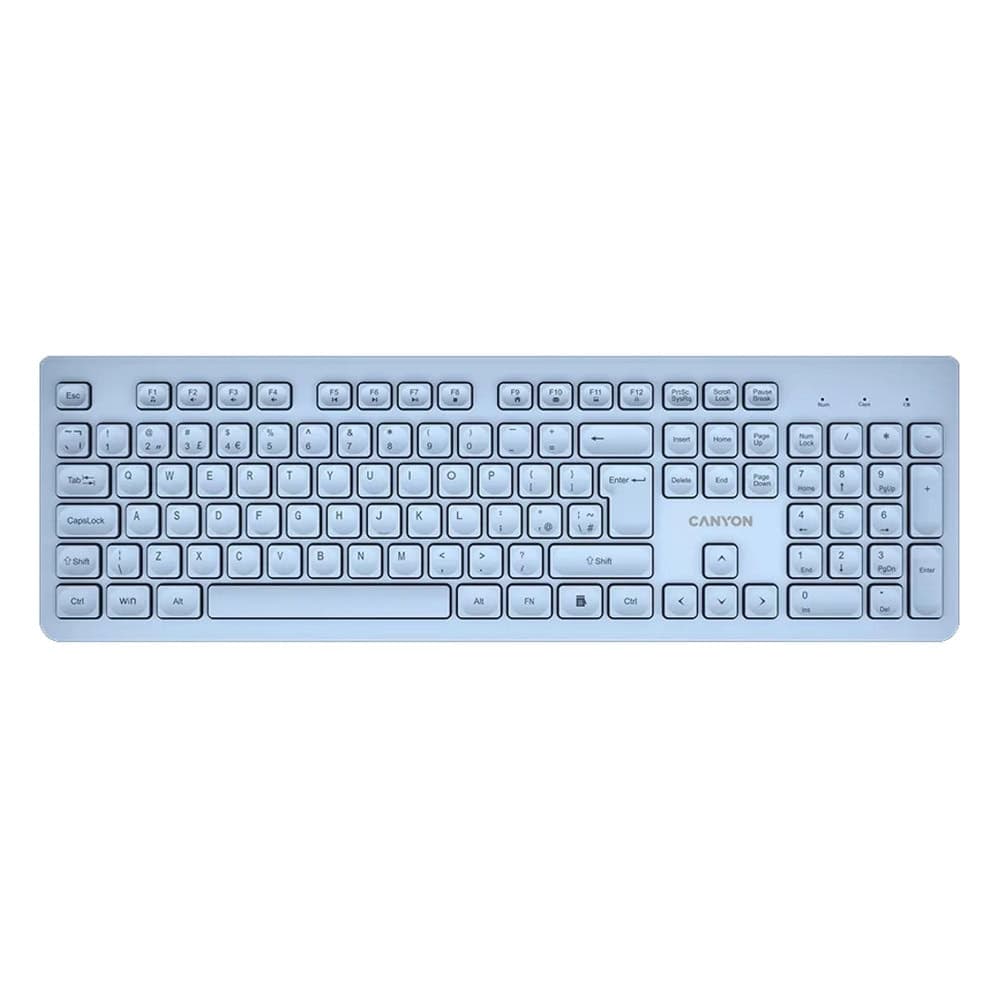 Клавиатура Canyon HKB-W01, безжична, синя, USB