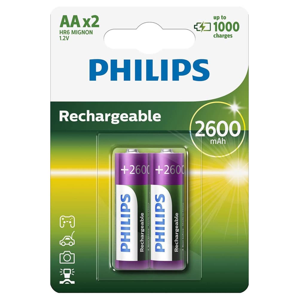Philips Акумулаторна батерия HR6 AA, 2600 mAh, 2 блистера