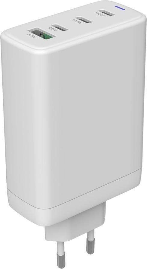 Зарядно устройство Canyon OnCharge 140ACC, от контакт към 3x USB C(ж), 1x USB A(ж), 28V/5A, бяло, 150W