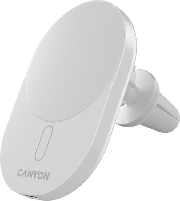 Безжично зарядно Canyon OnGrip 105, от USB-C(ж) към безжично зареждане, 9V/2.22A, бяло, 15W