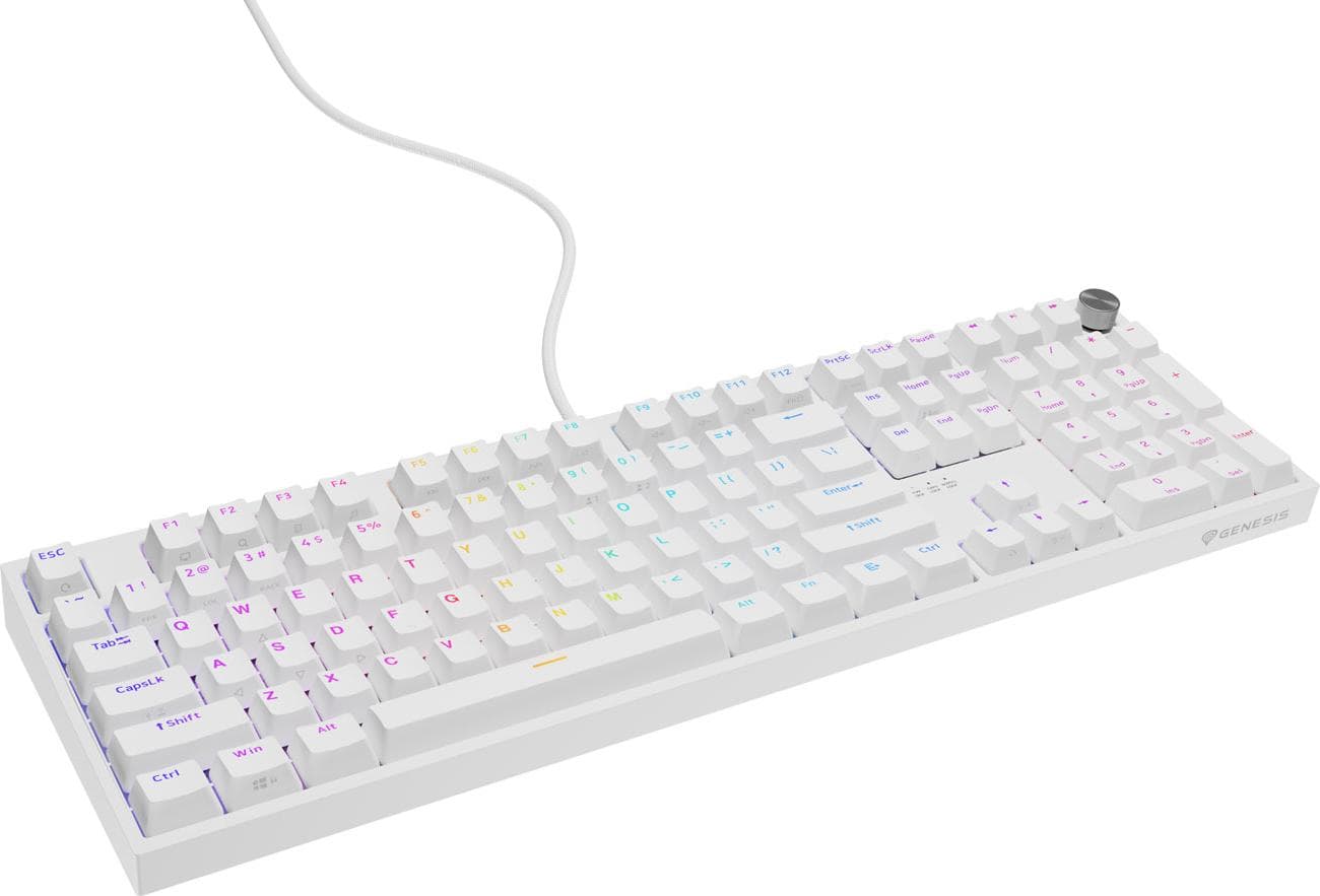 Genesis Mechanical Gaming Keyboard Thor 404 White RGB Backlight Gateron Yellow Pro, US Layout