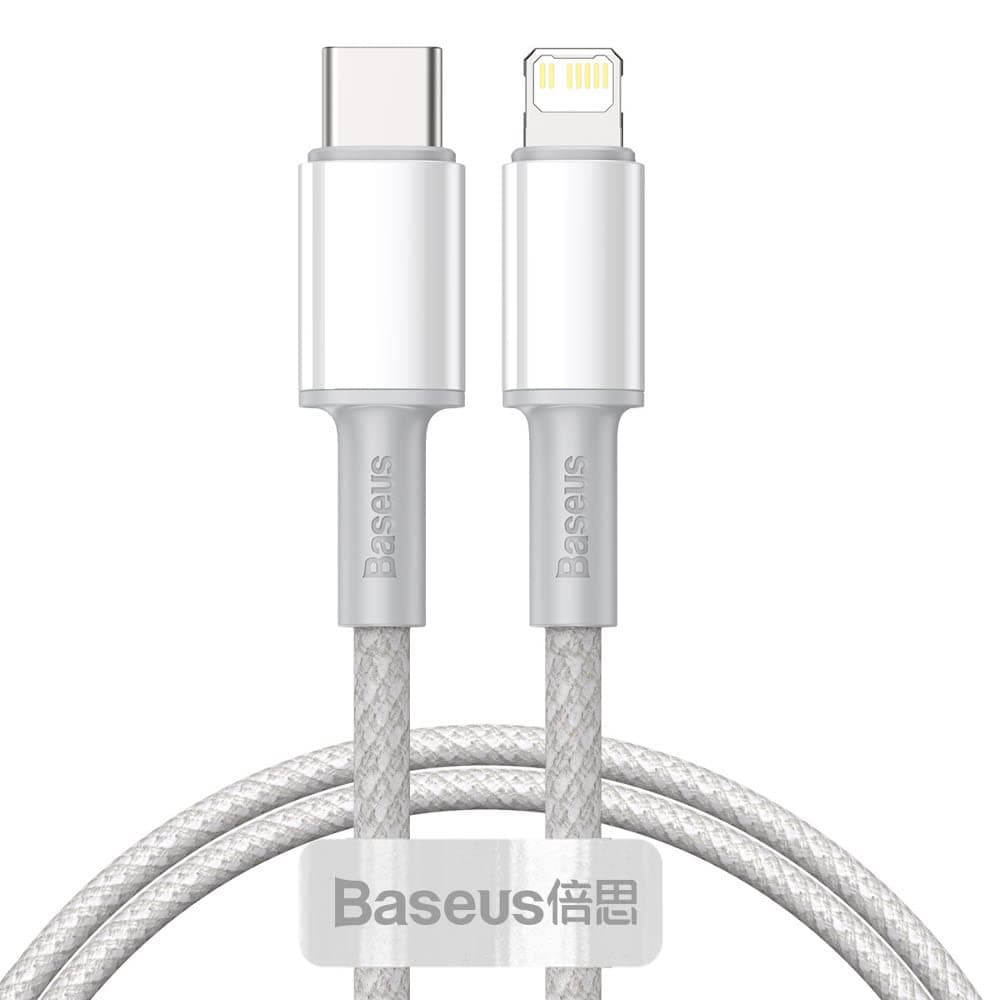 Кабел Baseus High Density 20W (CATLGD-02), от USB C(м) към Lightning(м), 1m, бял