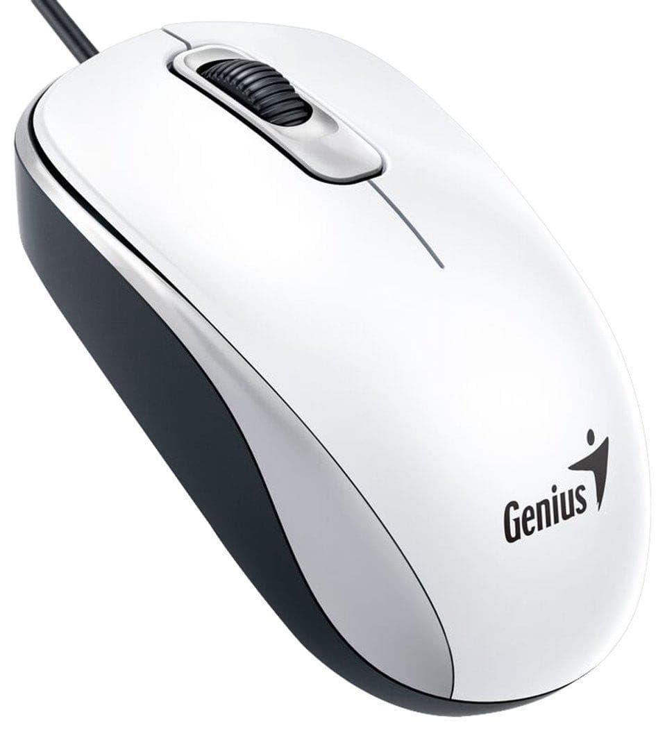 Мишка Genius DX-110, оптична (1000 dpi), бяла, USB