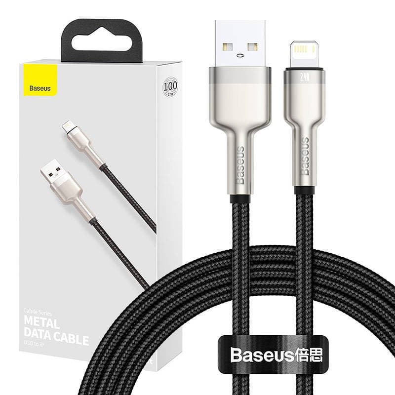 Кабел Baseus Cafule Metal Series (CALJK-A01), от USB A(м) към Lightning(м), 1m, черен