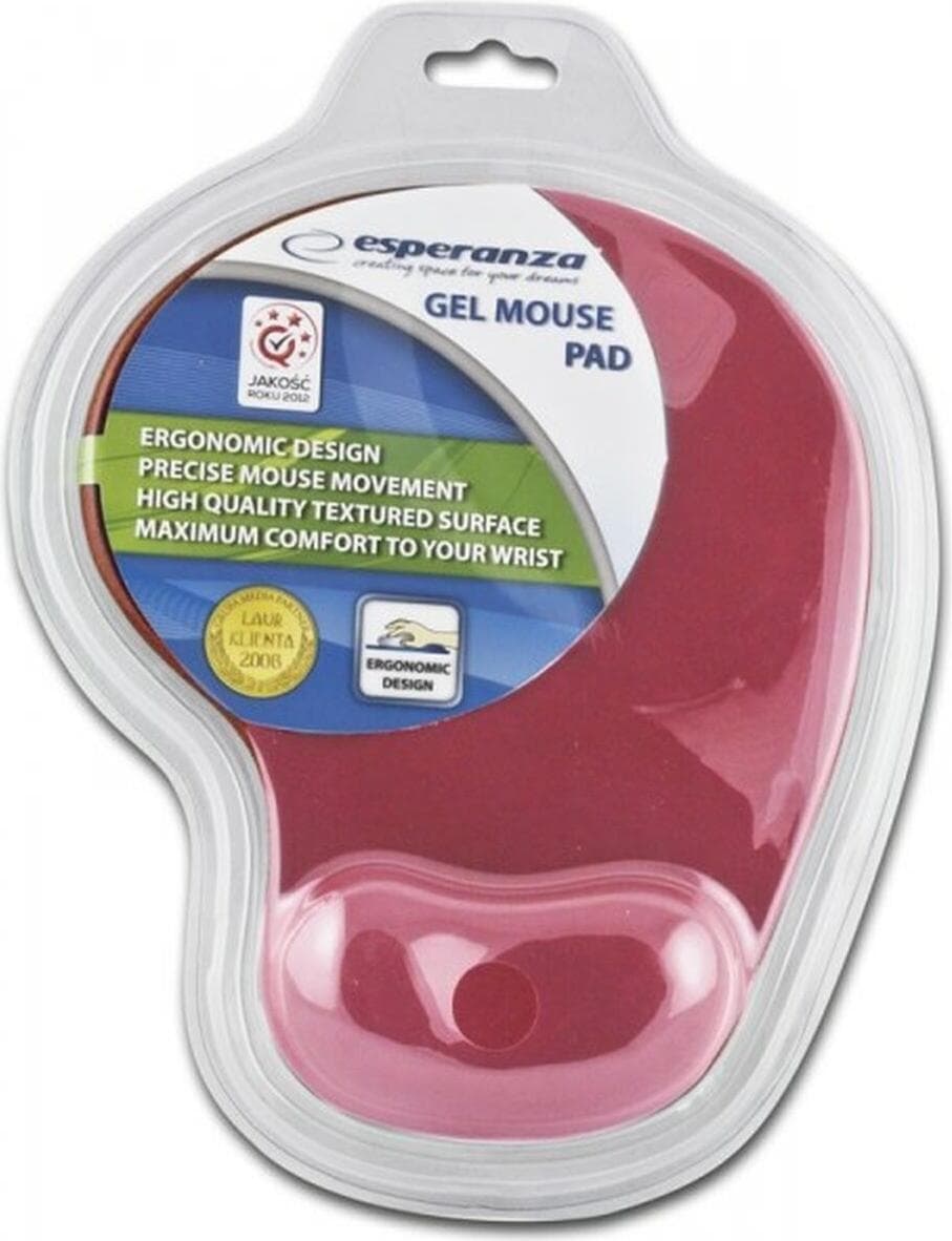 Ергономична подложка за мишка с накитник - Esperanza Gel Mousepad (червен)