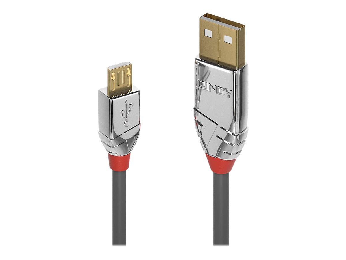 Кабел Lindy LNY-36652, от USB A(м) към Micro USB(м), 2m, сив