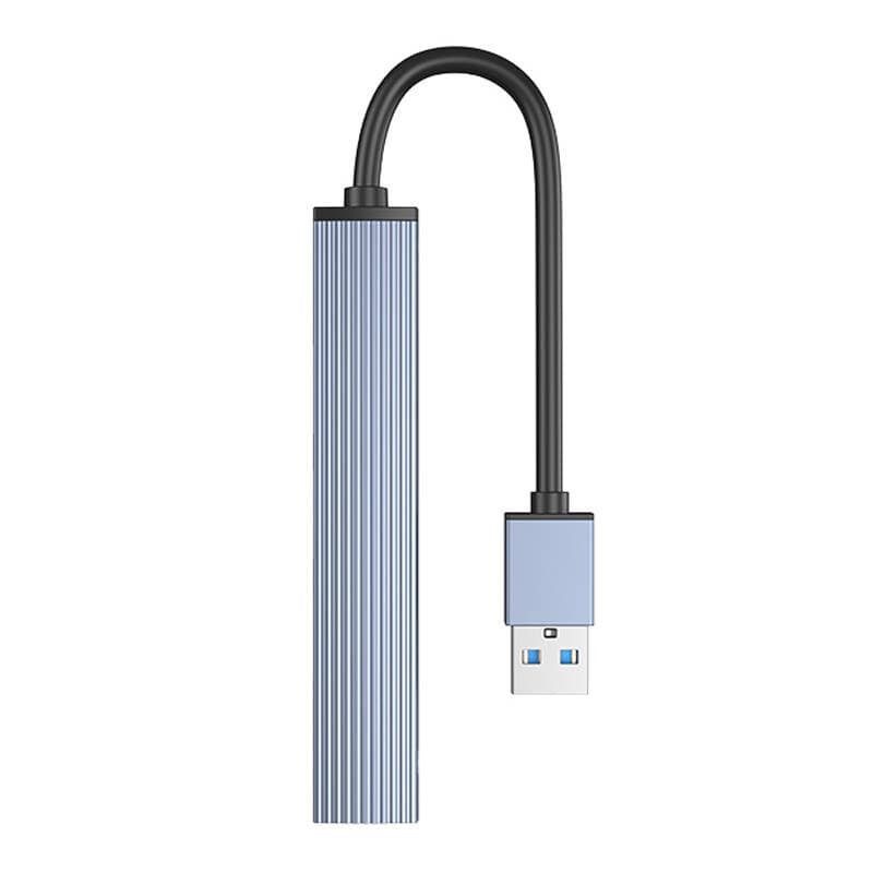 4-портов USB-A 3.0 хъб и четец за карти за MacBook и преносими компютри (15 см) - Orico USB-A 3.0 4-Port Hub With Card Reader (AH-A12F-GY-BP) (сив)