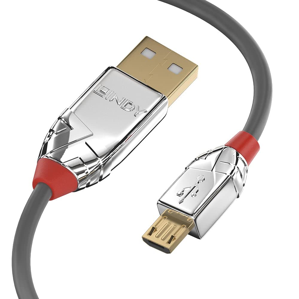 Кабел Lindy LNY-36654, от USB A(м) към Micro USB(м), 5m, сив