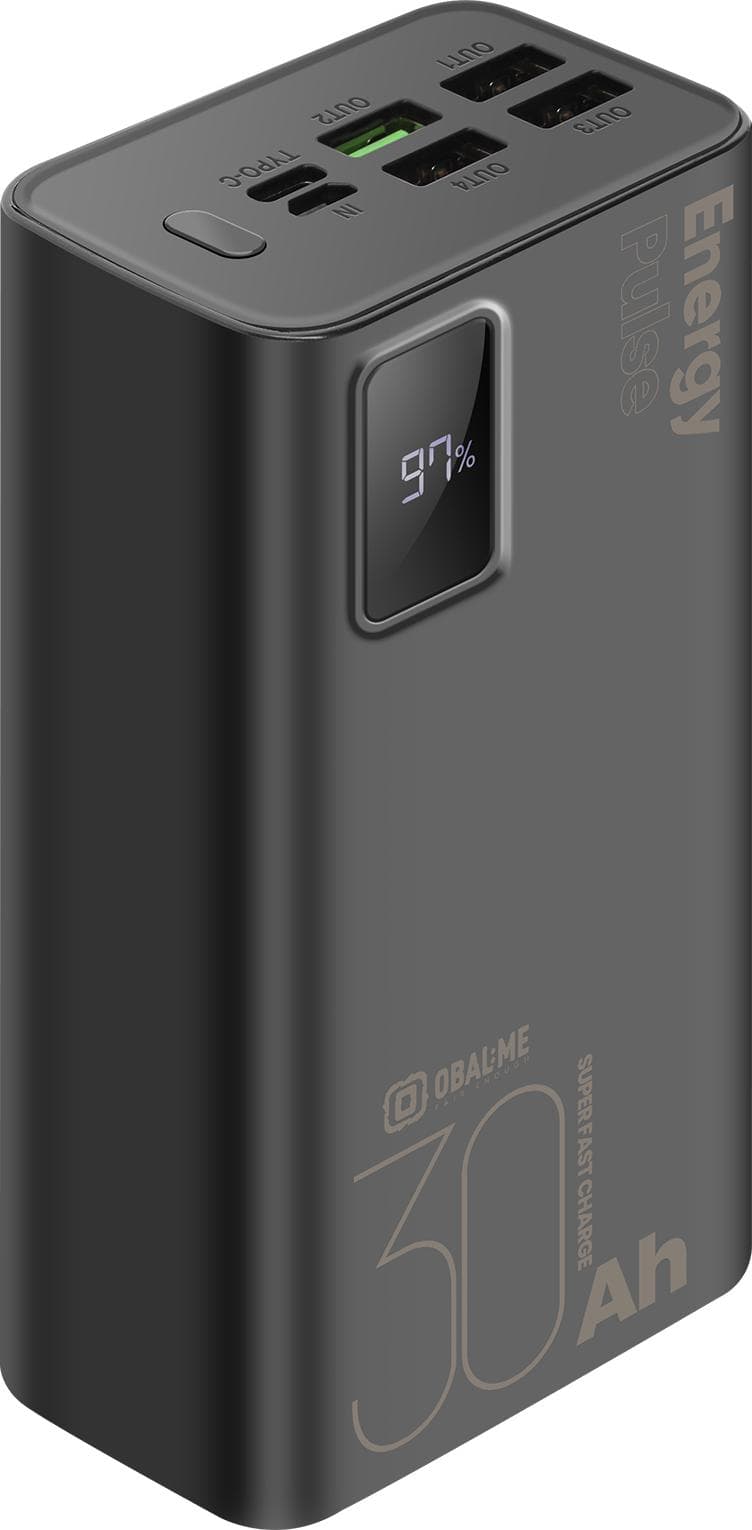 Преносима външна батерия с USB-C порт, и 4xUSB-A изхода - OBALME EnergyPulse Fast Charging Power Bank 30000 mAh 22.5W (черен)