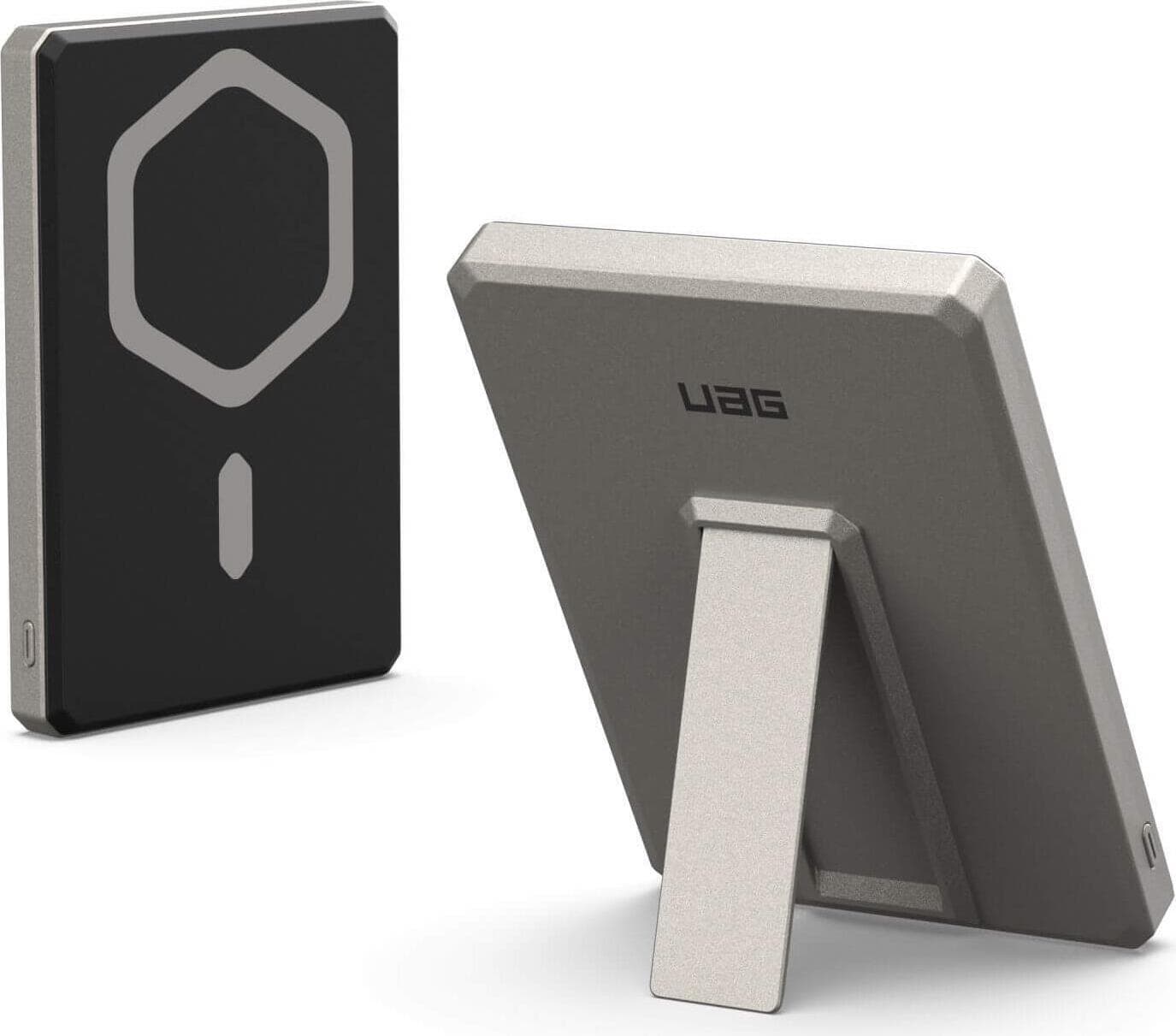 Преносима външна батерия с USB-C порт и безжично зареждане с MagSafe - Urban Armor Gear Ultra Slim Magnetic Wireless Power Bank 5000 mAh (сребрист)
