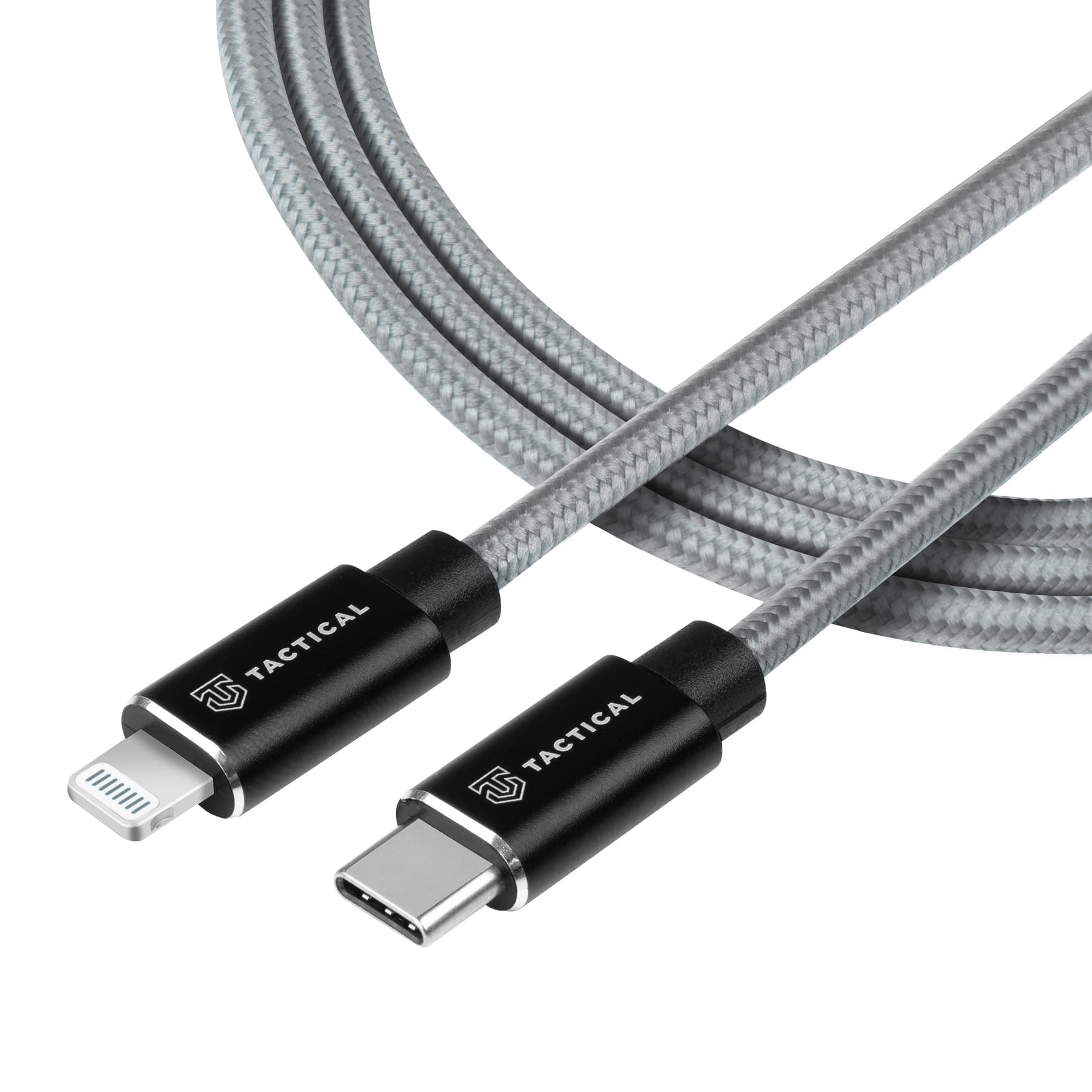 Кабел Tactical Fast Rope MFi Kevlar, от USB-C(м) към Lightning(м), 1m, 9V/2.22A, 20W, сив