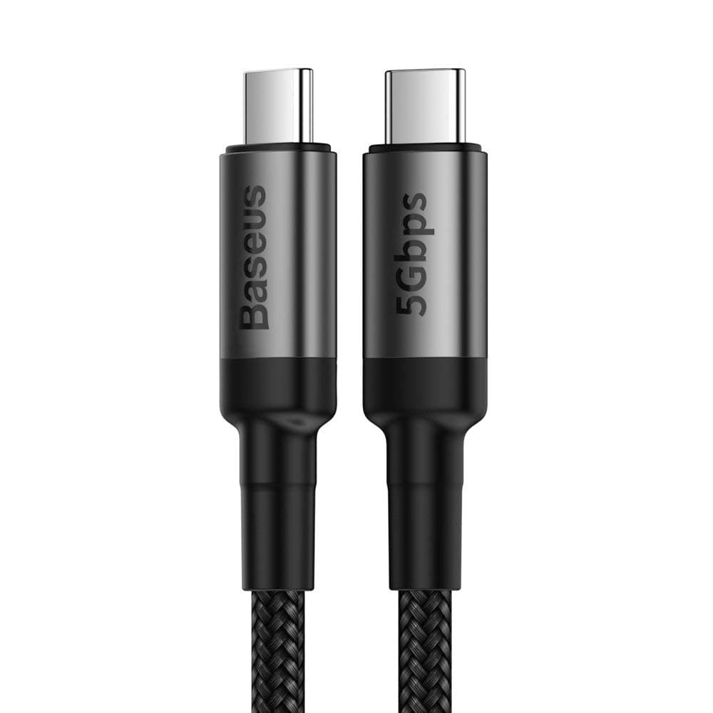 Кабел Baseus Cafule USB-C to USB-C Cable (CATKLF-RG1), от USB C(м) към USB C(м), 1m, 60W, черен