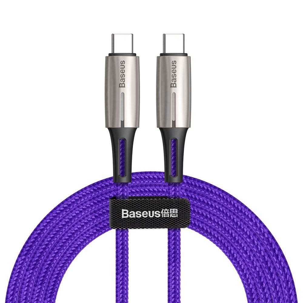 Кабел Baseus Water Drop USB-C to USB-C Cable (CATSD-K05), от USB C(м) към USB C(м), 2m, 60W, лилав