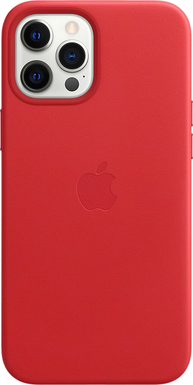 Оригинален кожен кейс (естествена кожа) за iPhone 12 Pro Max - Apple iPhone Leather Case with MagSafe (червен)