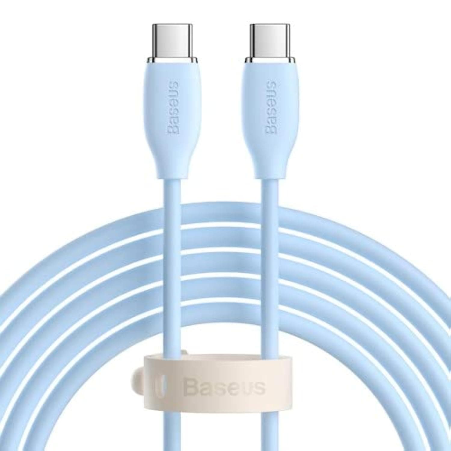 Кабел Baseus Jelly (CAGD030103), USB C(м) към USB C(м), 2m, 100W, светлосин