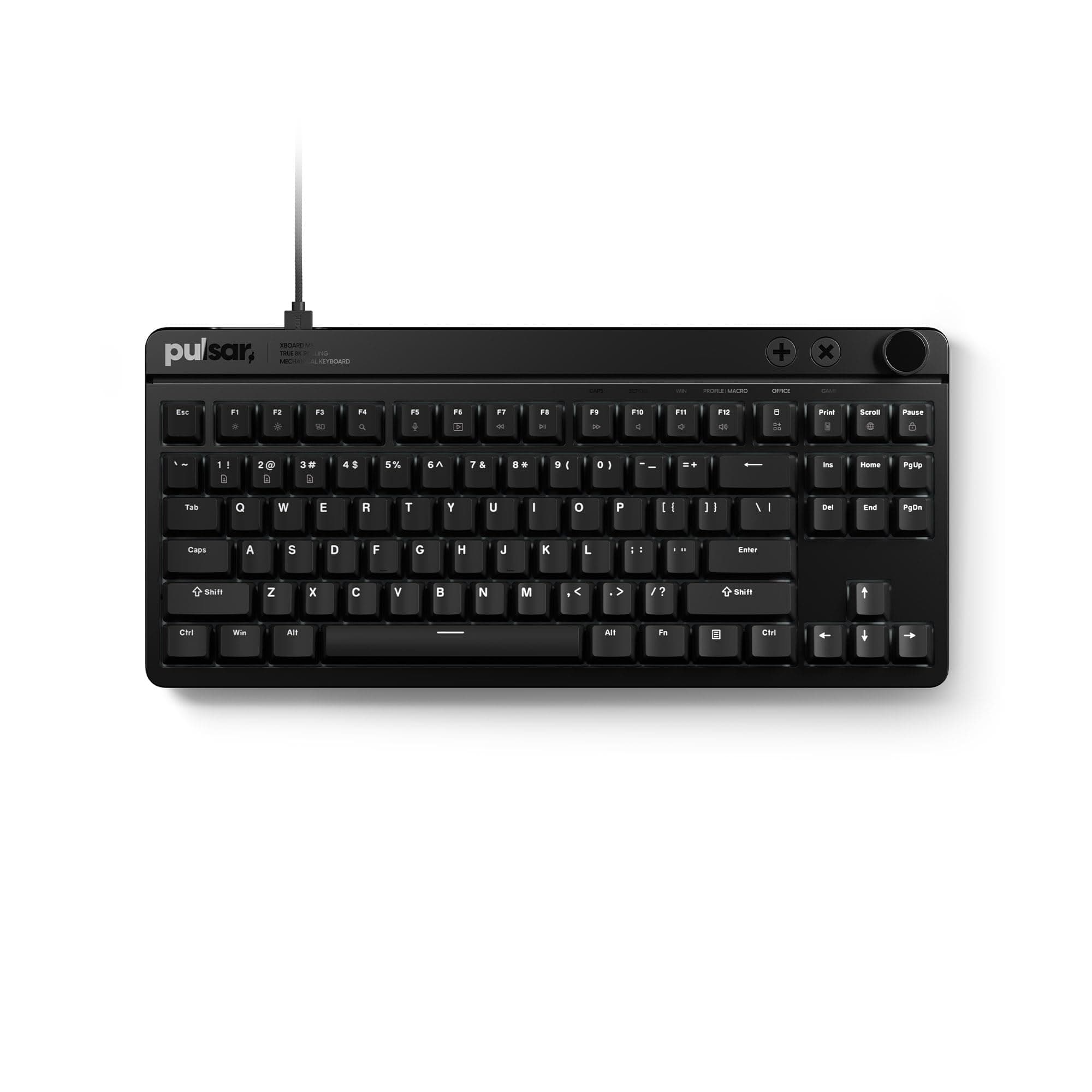 Клавиатура Pulsar Xboard MS TKL ANSI RGB, гейминг, механична, Cherry MX2A Red суичове, RGB подсветка, черна, USB