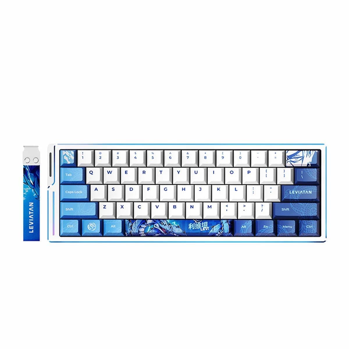 Клавиатура ATK EDGE 60 HE Leviatan, механична, TTC Magneto суичове, гейминг, бяло-синя, USB, RGB подсветка