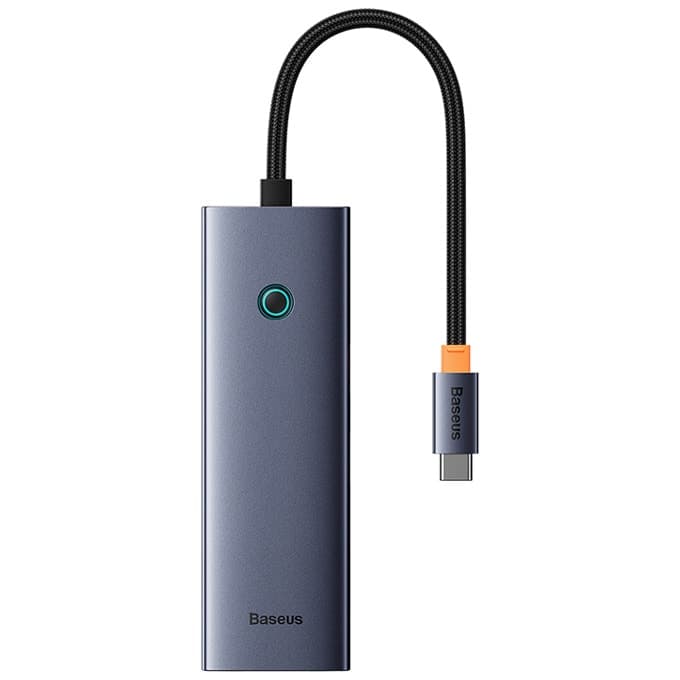 Докинг станция Baseus Flite Series B0005280A813-00, от USB-C към 3x USB-A, 1x RJ45, сива