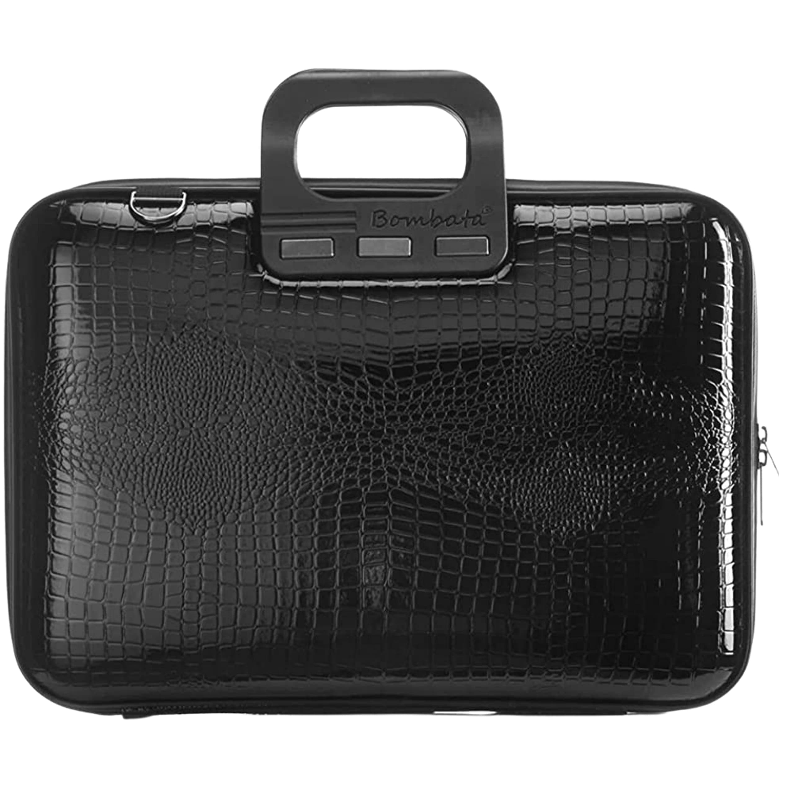 Чанта за лаптоп Bombata Shiny Cocco black, до 16" (40.64 cm), с дръжка, лъскаво покритие, черна