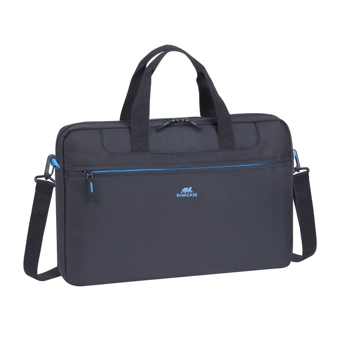Чанта за лаптоп Rivacase 8037 Black, до 15.6" (39.60cm), полиестер, преден джоб с цип, регулируема каишка, черна