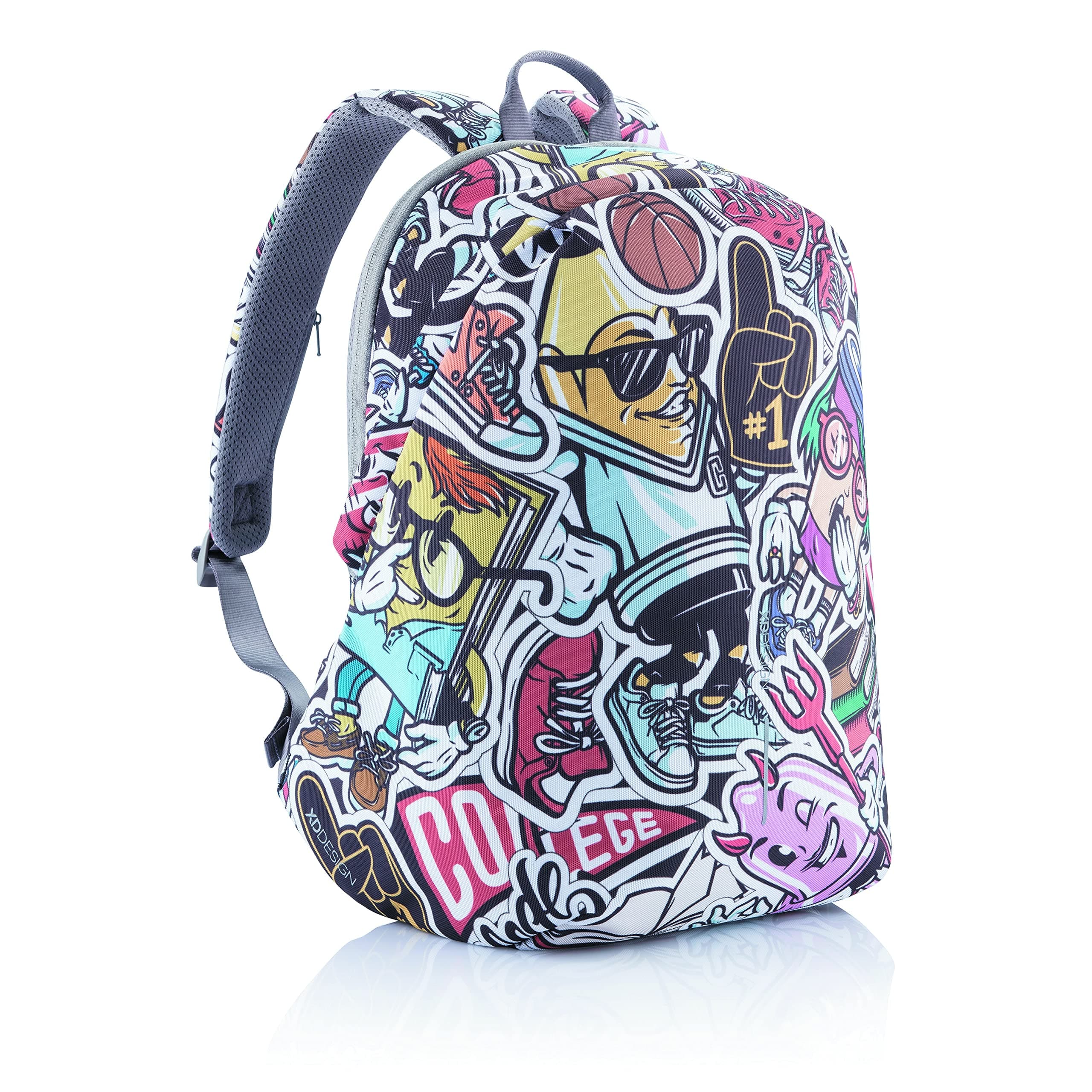 Раница за лаптоп XD design Bobby Soft (P705.868), до 15.6" (39.62 cm), usb порт за зареждане, разширяемо отделение, интегриран ключодържател, водоотблъскващ материал, скрити ципове, многоцветна