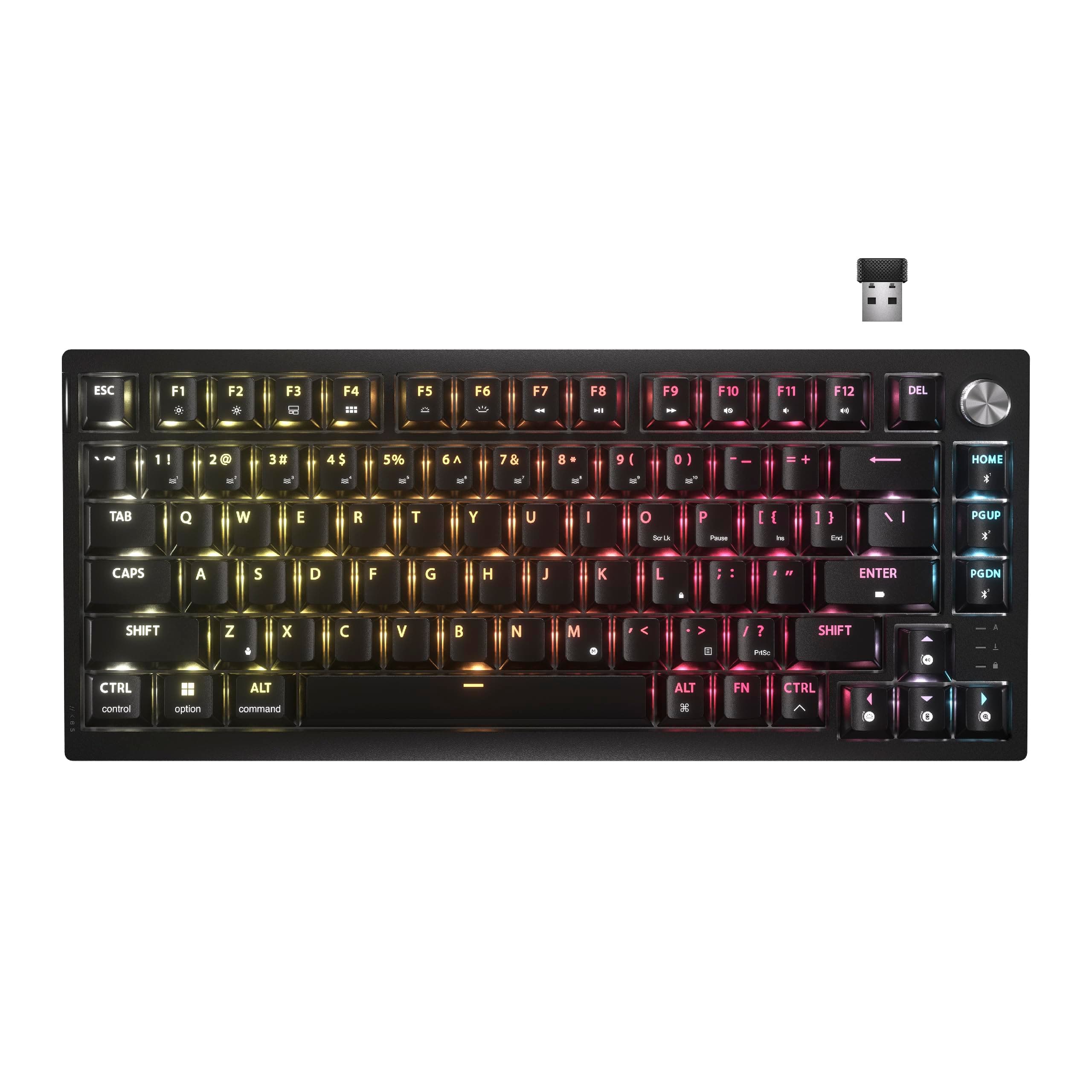 Геймърска безжична/блутут механична клавиатура Corsair K65 Plus RGB 75%, Corsair MLX Fusion Tactile Yellow суич