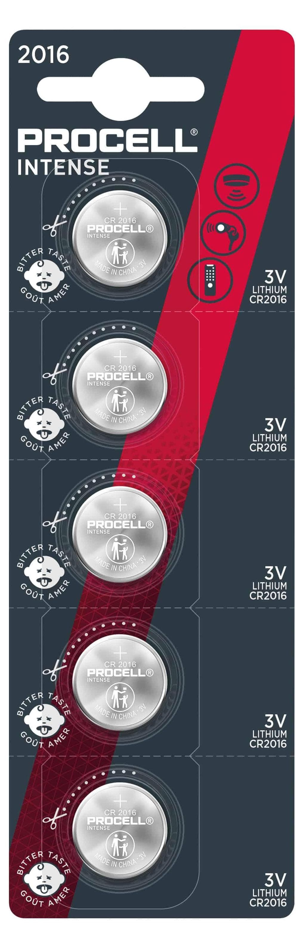 Бутонна батерия DURACELL PROCELL CR2016, 3V, 5 бр. в блистер, Литиева, /цена за 1 батерия/