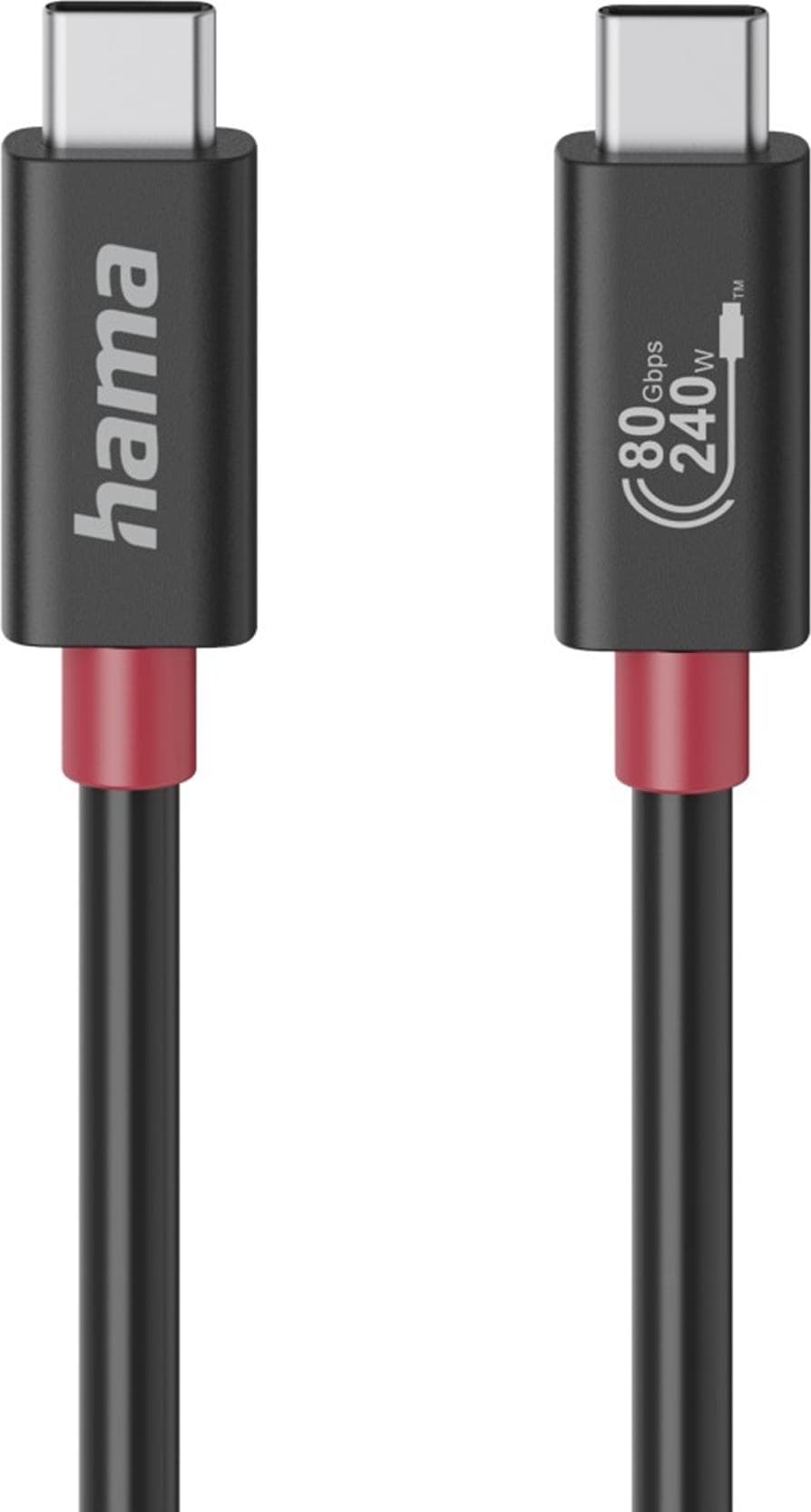 HAMA Кабел USB-C еMarker, USB 4 Gen 4, 80 Gbit/s, 1 м, 5 A, 240 W,черен