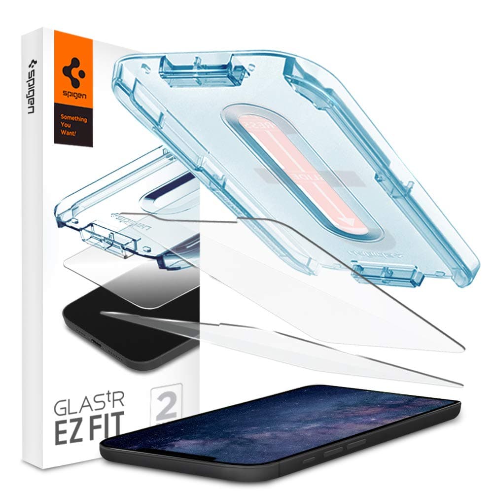 2 броя стъклени защитни покрития за дисплея на iPhone 12 mini - Spigen Glas.tR EZ Fit Tempered Glass 2 Pack (прозрачен)