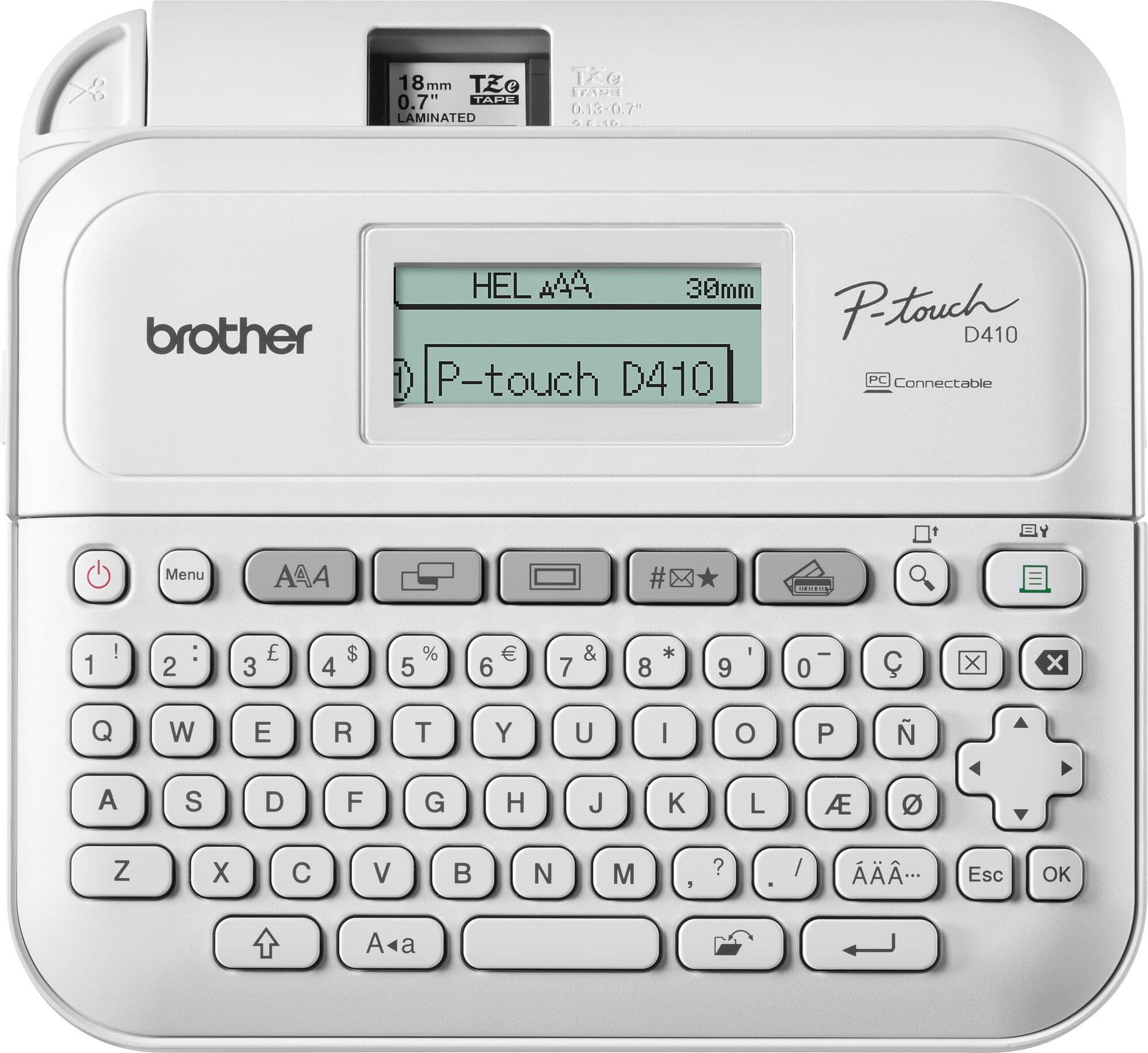 BROTHER PTD410YJ1 Настолен принтер за етикети TZe 3,5-18 mm лесен за четене графичен дисплей
