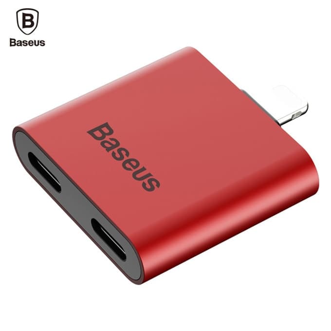 Адаптер Baseus Double Lightning Adapter L39 (CALL39-09), от Lightning(м) към 2x Lightning(ж), червен