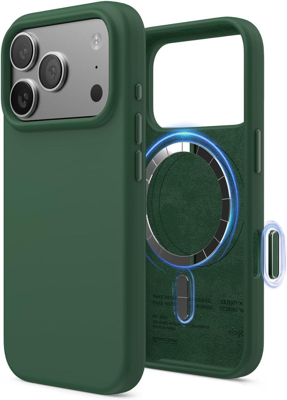 Силиконов (TPU) калъф с MagSafe за iPhone 17 Pro - Elago Magnetic Soft Silicone Case (зелен)