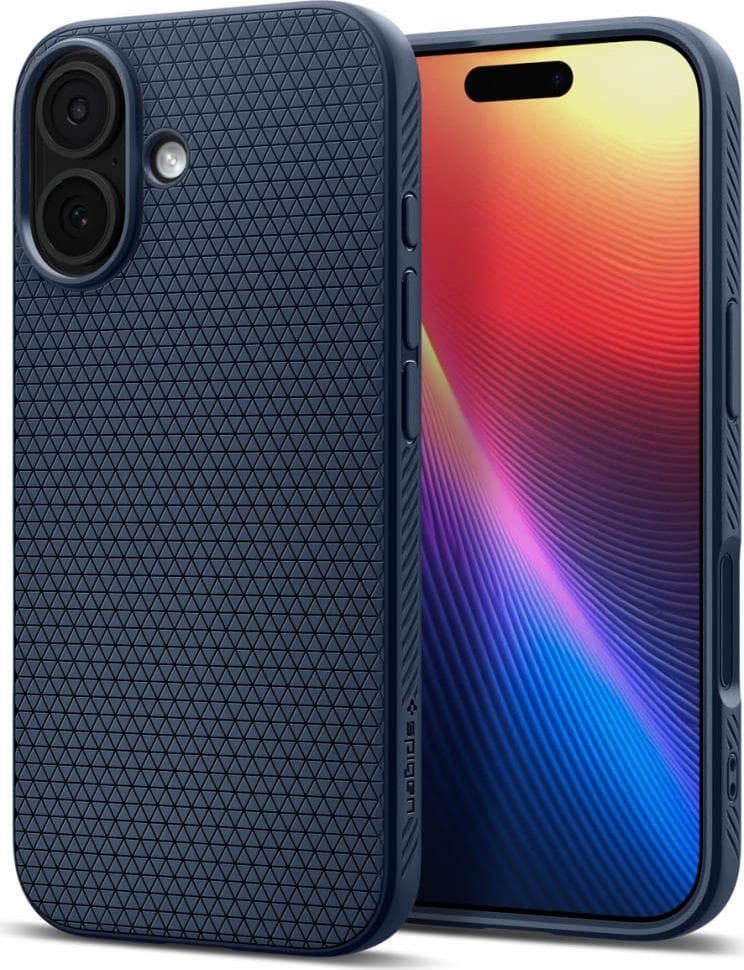 Удароустойчив силиконов (TPU) калъф за iPhone 17 - Spigen Liquid Air Case (тъмносин)