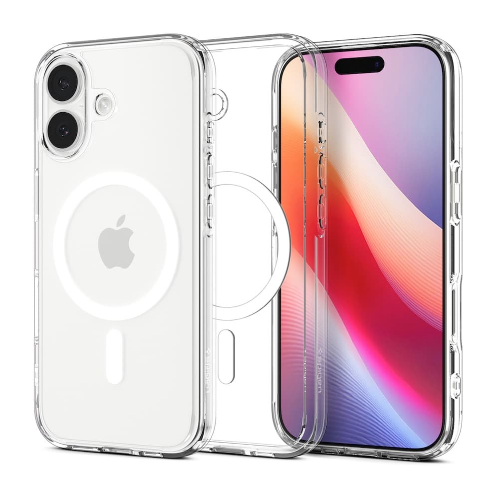 Хибриден кейс с висока степен на защита с MagSafe за iPhone 17 - Spigen Ultra Hybrid MagSafe Case (прозрачен-бял)