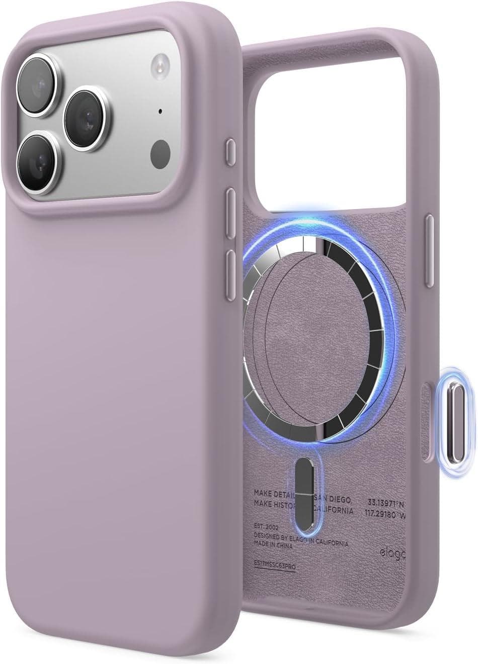 Силиконов (TPU) калъф с MagSafe за iPhone 17 Pro - Elago Magnetic Soft Silicone Case (светлолилав)